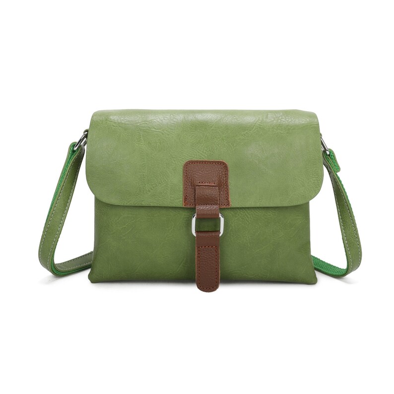 Bolso bandolera con solapa y hebilla para mujer, bolso bandolera de viaje para mujer, F8525 Verde