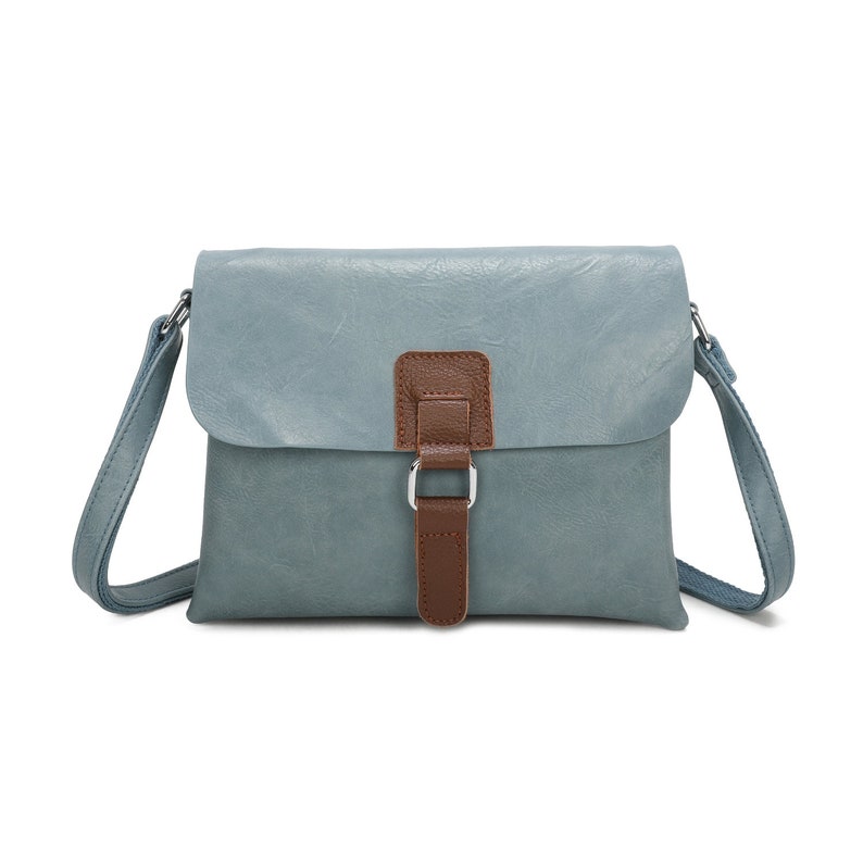 Bolso bandolera con solapa y hebilla para mujer, bolso bandolera de viaje para mujer, F8525 Azul