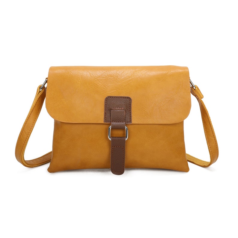 Bolso bandolera con solapa y hebilla para mujer, bolso bandolera de viaje para mujer, F8525 Amarillo