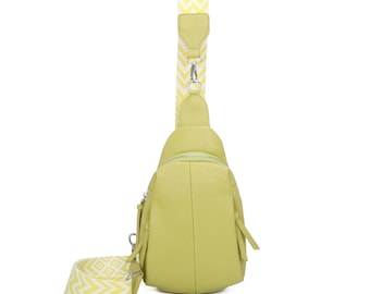 Mochila mediana con correa de colores para mujer, bolso bandolera a la moda, bolso de viaje, riñonera de varias secciones, bandolera H1088