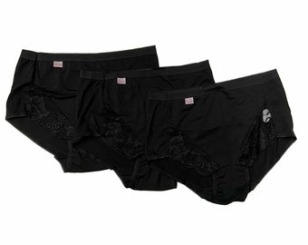 3 Pack Ladies Soft Touch Lace Maxi Briefs Comfy Womens Knickers Cotton Underwear