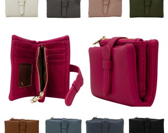 Ladies Small Wallet Zipped Pocket Short Folded Purses with Strap Buckle R0010