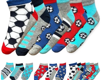 Boys Football Theme Ankle Socks Children's Everyday Wear Cotton Rich Pairs of 6