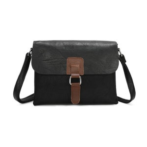 Vrouwen Gesp Flap Crossbody Satchel Tassen Dames Reizen Schouder Messenger Handtas F8525 Zwart