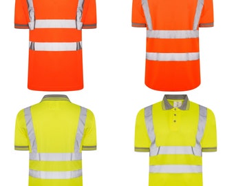Herentops Hi Vis Viz Vision Zichtbaarheid Veiligheid Reflecterende werkkleding Polo T-shirt