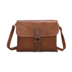 Vrouwen Gesp Flap Crossbody Satchel Tassen Dames Reizen Schouder Messenger Handtas F8525 Bruin