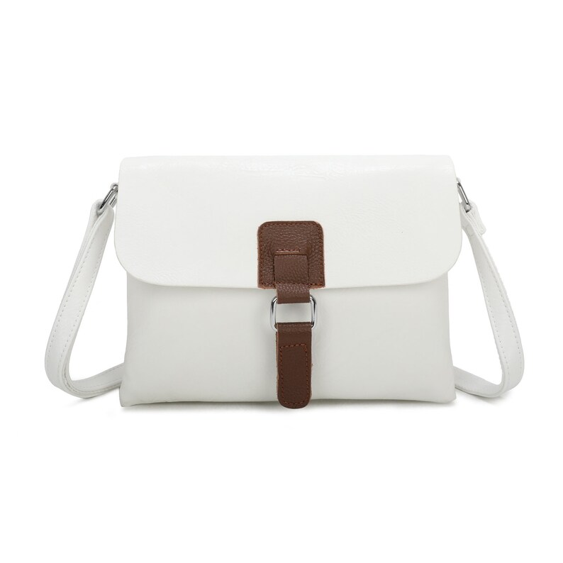 Bolso bandolera con solapa y hebilla para mujer, bolso bandolera de viaje para mujer, F8525 Blanco