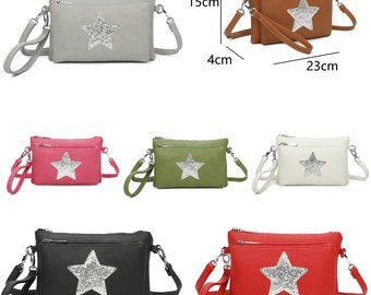 Glitter Encrusted Star Wristlet Purse Women Handbag Crossbody Shoulder Ladies Travel Bag 1269