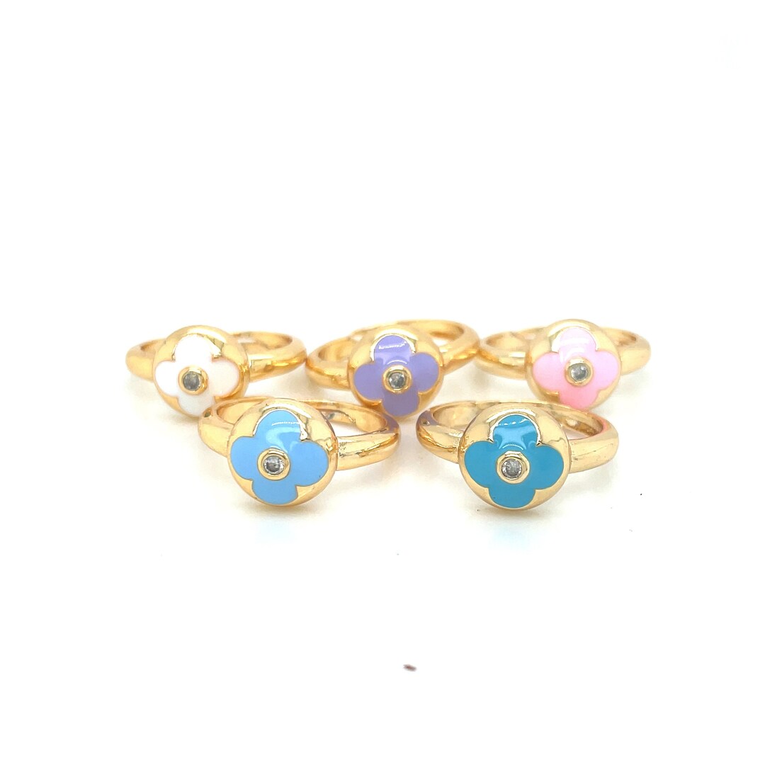 Five Color Rings Five Colours Flower Ring Gold Colour Plated Ring Adjustable - Etsy