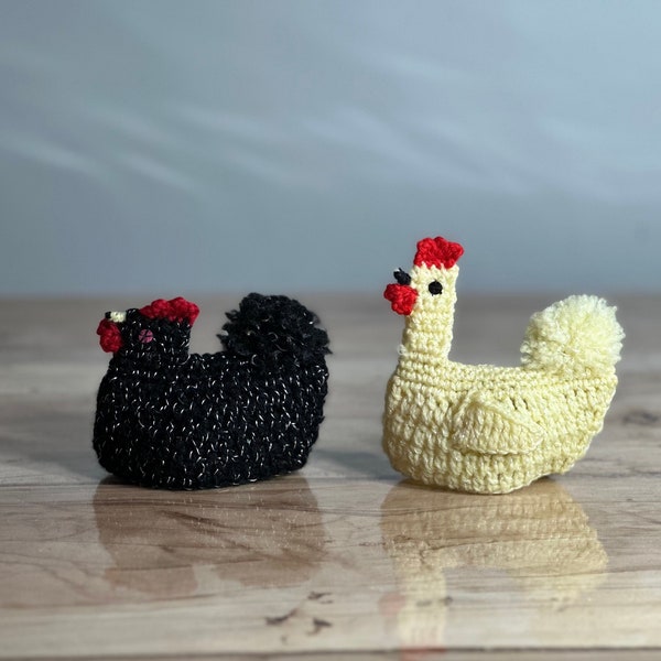 Vintage Egg Cozy - set of two ~ Chicken Hen ~ Black and Yellow ~ ADORABLE