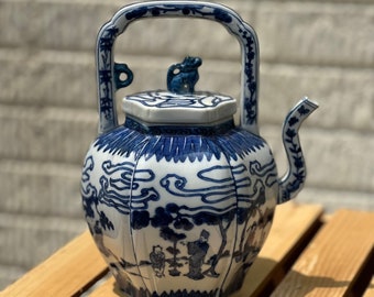 Blue and White vintage teapot ~ reproduction by Hong Horizons ~ limited edition 119/1000 ~ transferware
