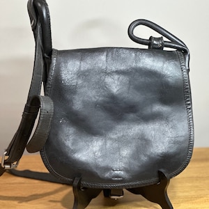 Bolso médico de cuero negro vintage - Ejército suizo - Bolsa de sillín