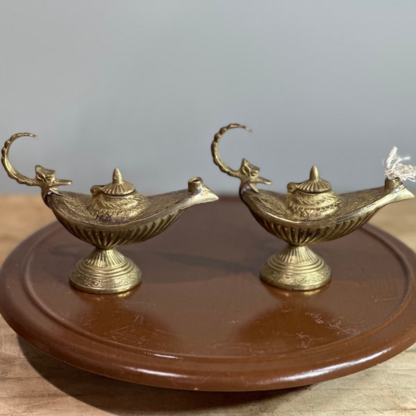 Vintage Brass Aladdin Lamp - Genie ~ 2 available pair set