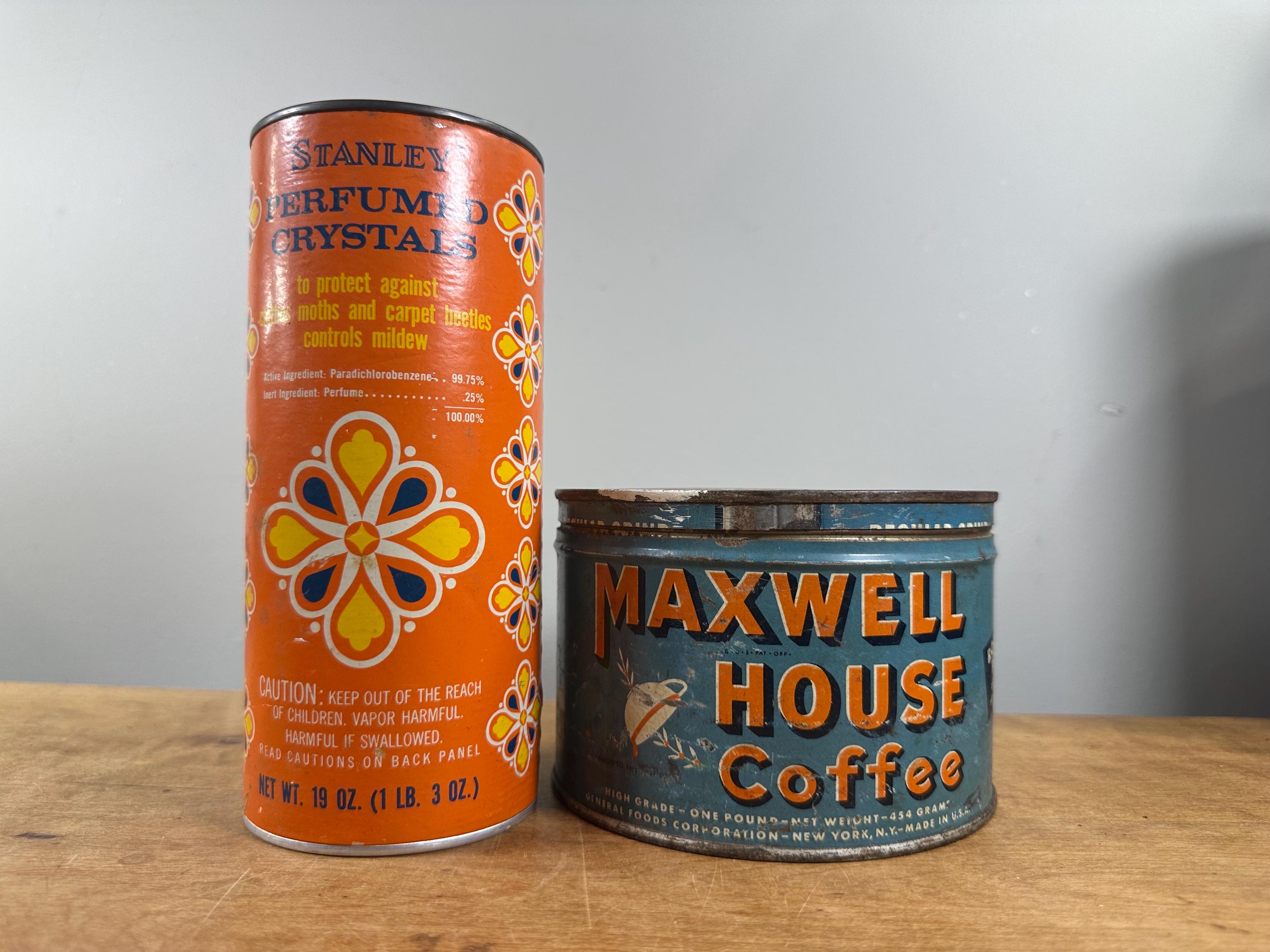 Maxwell House Coffee Can Tin ~ Stanely Crystals ~ Vintage