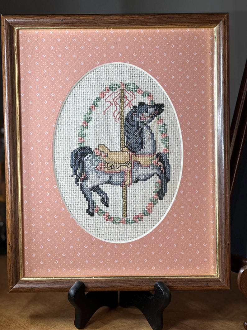 Carousel Needlepoint Vintage Carousel Horse Needlepoint ~ Framed ~ Embroidery ~ Vintage - Etsy