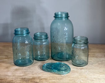 Vintage Aqua Blue Ball Perfect Mason ~ pint quart half gallon & glass lids available ~ you choose ~ mix and match