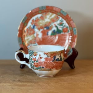 Imari Peacock Arita Teacups Cups and Saucers ~ set of 4