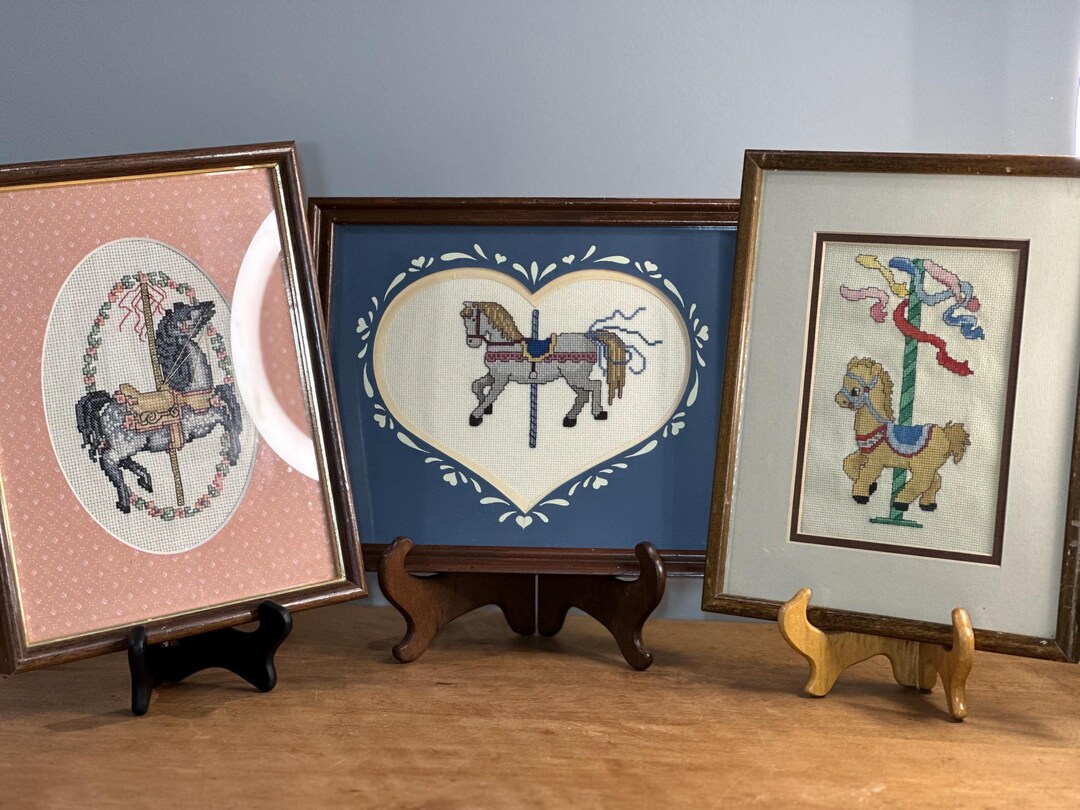 Carousel Needlepoint Vintage Carousel Horse Needlepoint ~ Framed ~ Embroidery ~ Vintage - Etsy