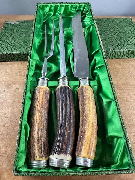 Antler Handle Carving Knife Set ~ Holler Solingen ~ Germany