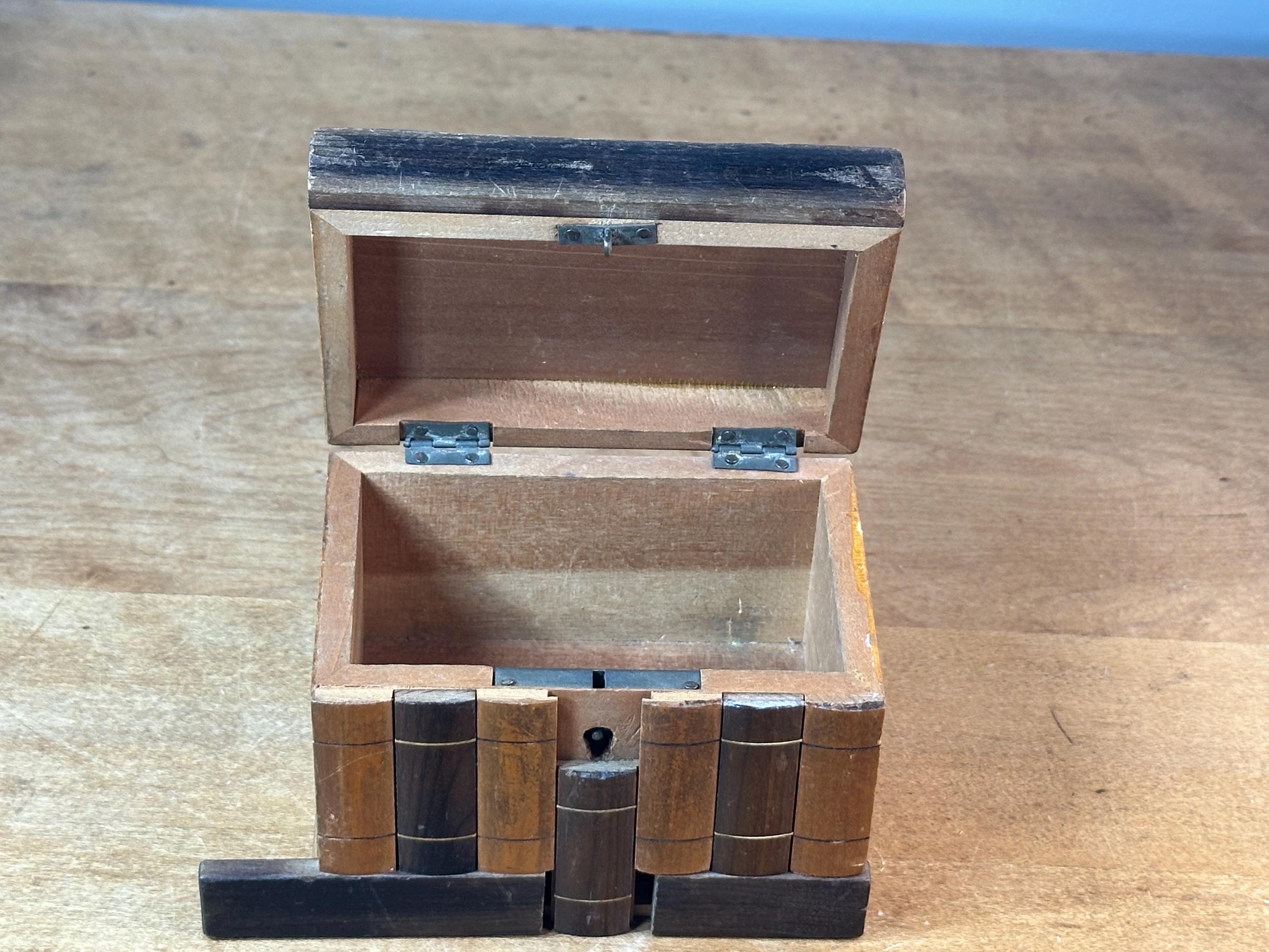 Vintage Japanese Puzzle Box ~ Wooden 1936 ~ Has Key WWII Souvenir