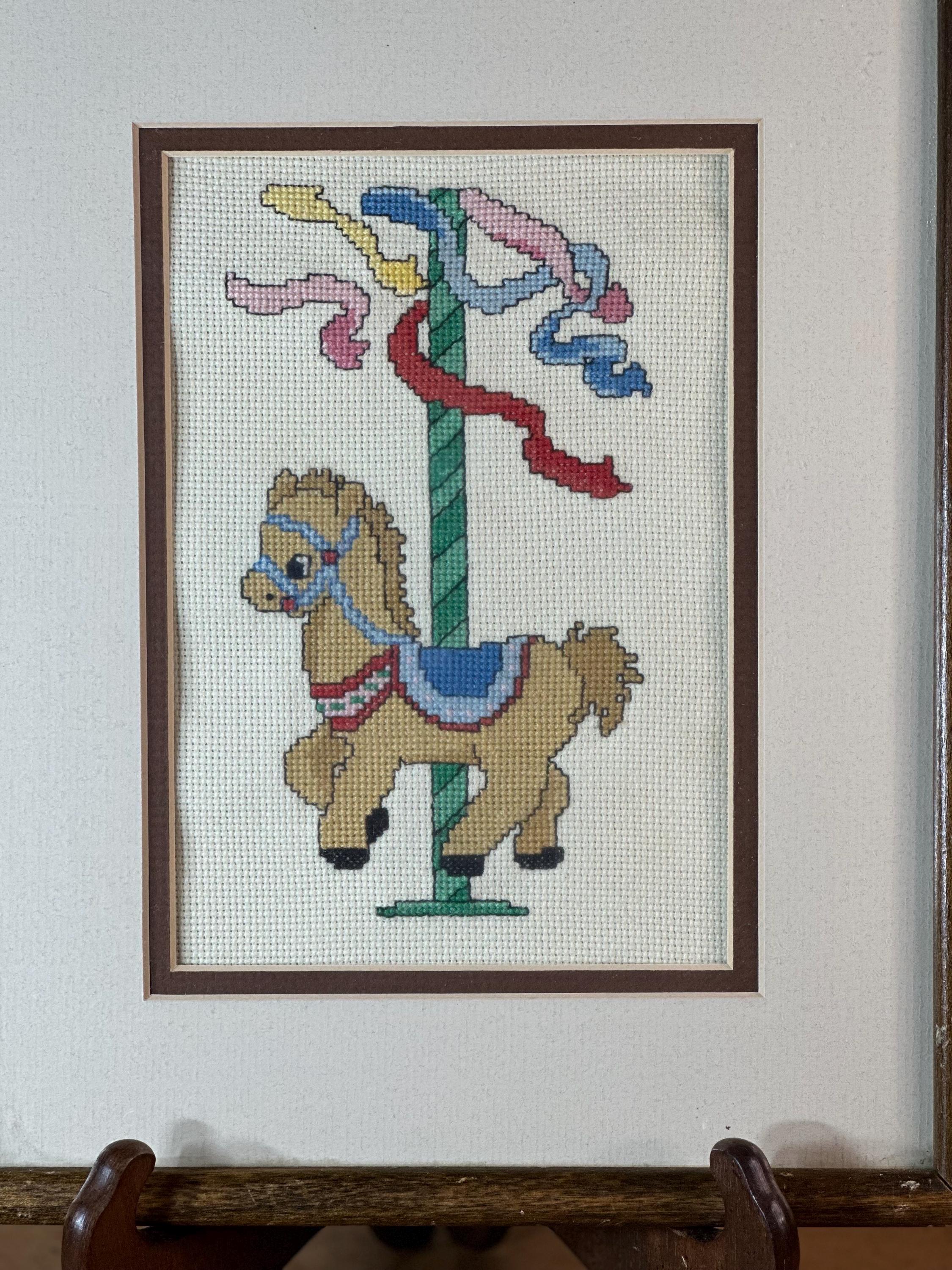 Carousel Needlepoint Vintage Carousel Horse Needlepoint ~ Framed ~ Embroidery ~ Vintage - Etsy
