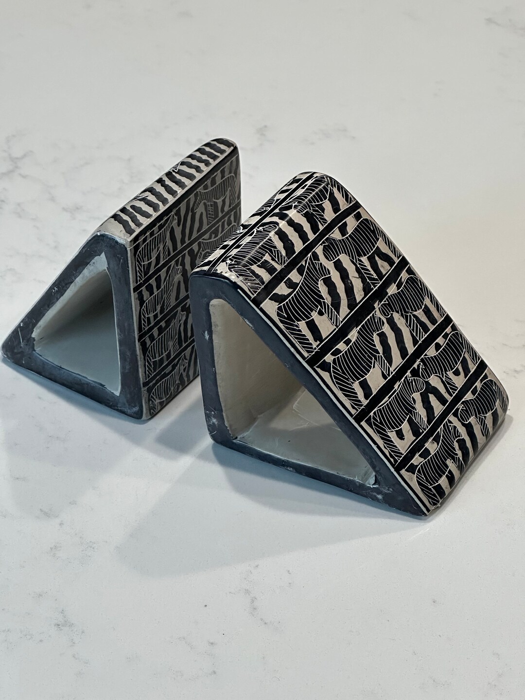 Zebra Bookends / Hand Carved Stone / BESMO / Kenya / Black Etsy