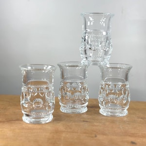 Tiffin Franciscan Kings Crown-glazen met duimafdruk ~ Set van 4 stuks transparant