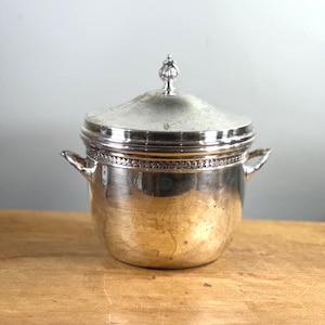 Vintage Art Deco Silver Ice Champagne Bucket with Lid ~ Silverplate