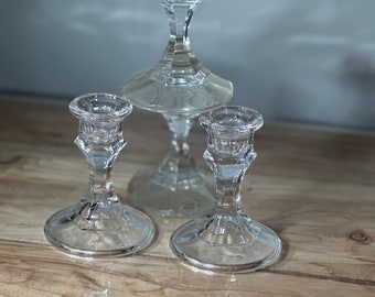 Vintage ~ Crystal Candlestick Candle Holders ~ set of 4 ~ wedding ~ anniversary