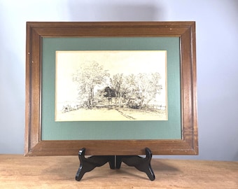 Casa de Rembrandt entre árvores ~ Impressão vintage emoldurada ~ MMOA Nova York
