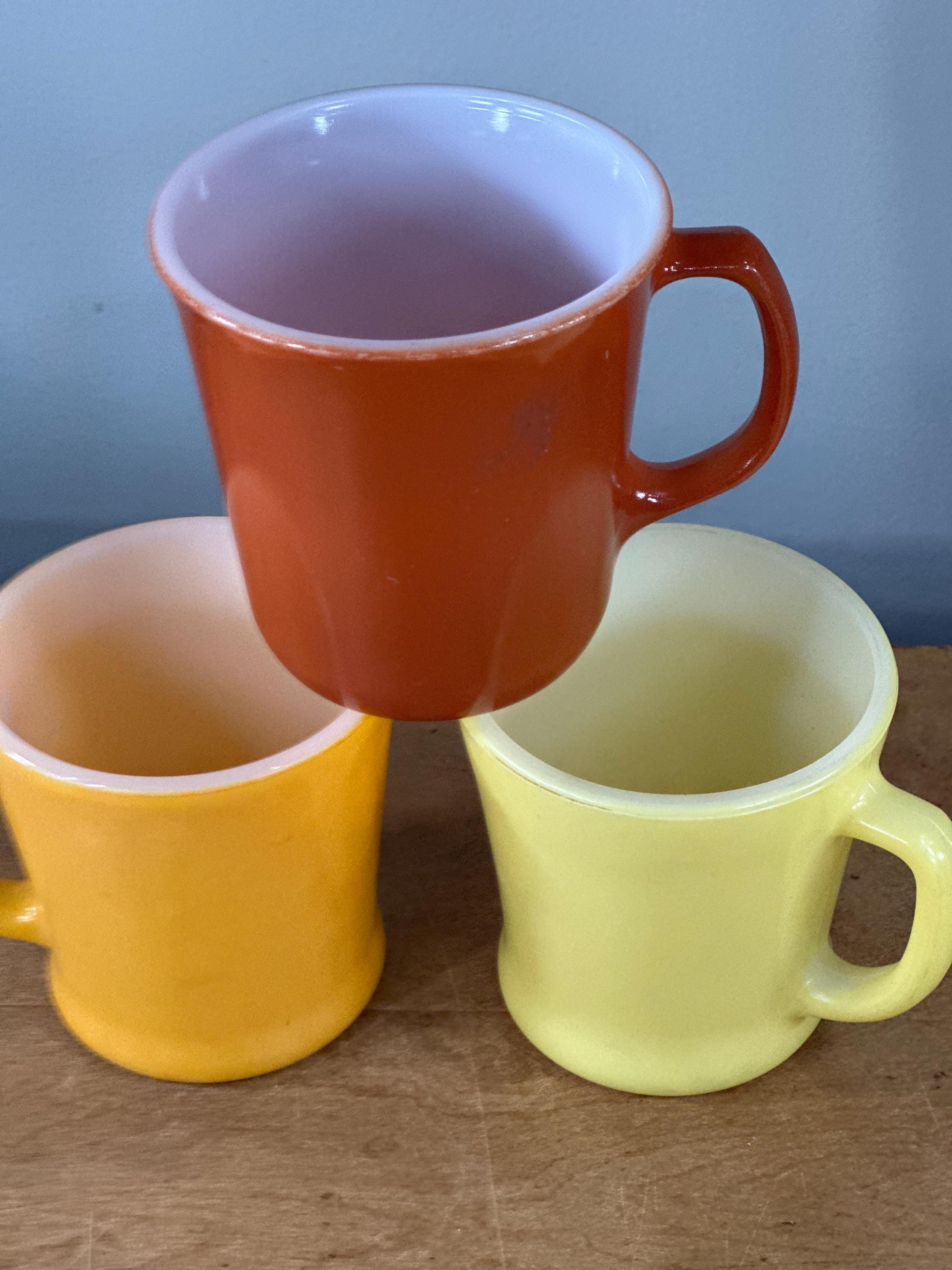 Vintage Pyrex & Anchor Hocking Fire King Milk Glass Mugs ~ Set of