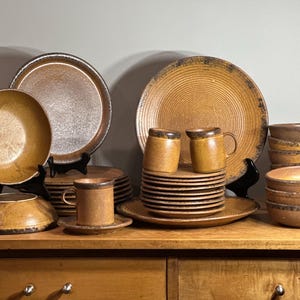 McCoy Canyon Mesa ~ brown gold drip sponge ~ you choose plates serving bowls platters