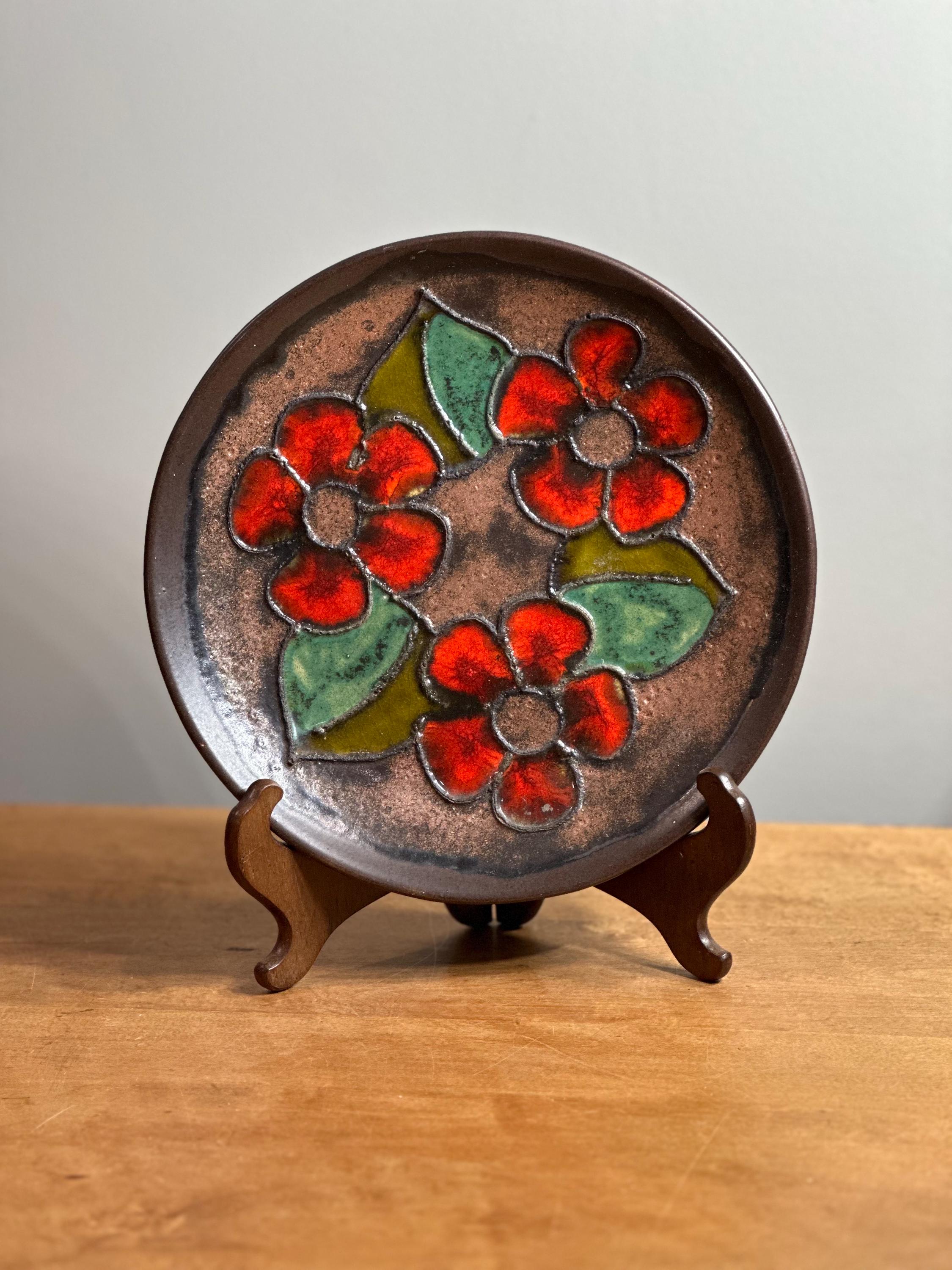 工芸品 Vintage Ruscha Fat Lava Wall Plate RUSCHA Orange and Bronze Mid Century Fat Lava Wall Plate