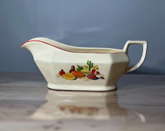 Vintage Homer Laughlin Century ~ Sauce Gravy Boat ~ Mexicana Century Red Band ~ Fiesta F41N8 ~ MCM