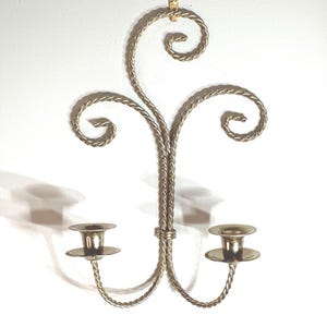 Gold Metal Wall Candle Sconce ~ Vintage Hollywood Regency