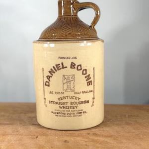 Whiskey Jug ~ Daniel Boone Kentucky Bourbon Whiskey 168-1972 Half Gallon Crock