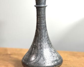 Antique Mughal Bidri Silver Inlaid Vase ~ Vessel