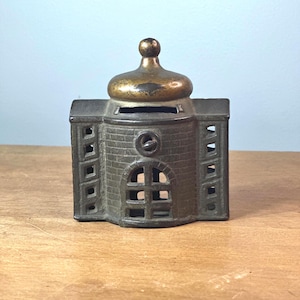 Antique Cast Iron Metal Piggy Bank Domed Cupola Book end Door stop