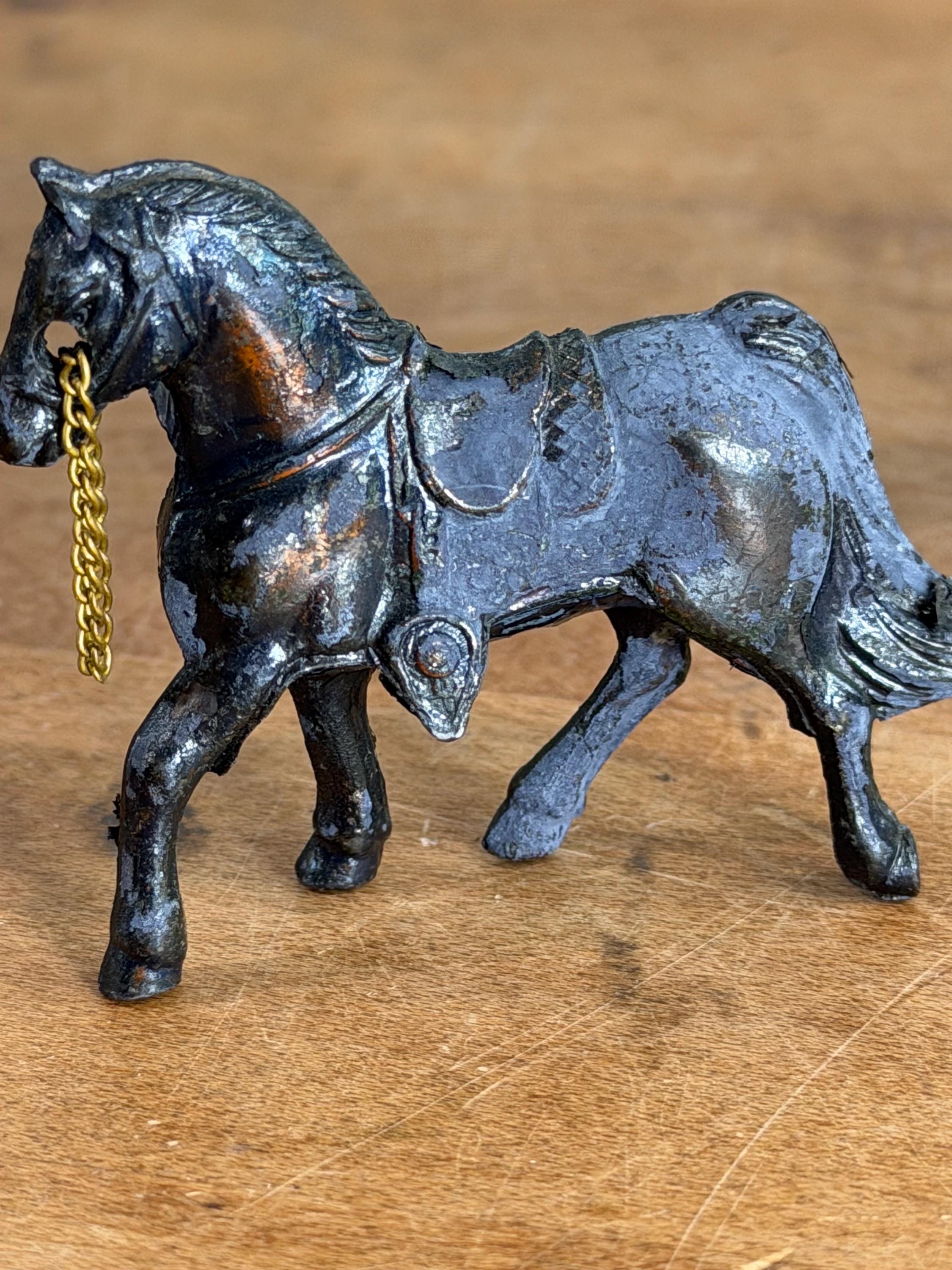 Vintage Pot Metal Horse Figurines, Japan Carnival Prize, Set of 3