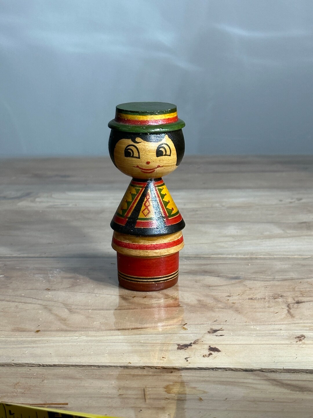 Vintage Wooden Folk Art Figure Kokeshi Folk Art Spanish Etsy