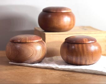 Vintage Japanese Wood Go-Ke Bowl ~ tea spice salt catchall