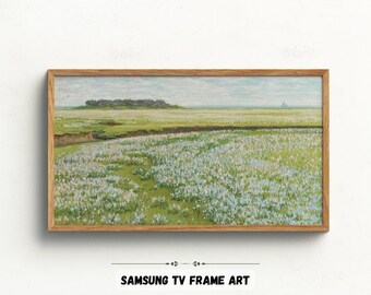 Samsung Frame TV Art / Pintura de paisaje primaveral DIGITAL Casa de campo / TV003