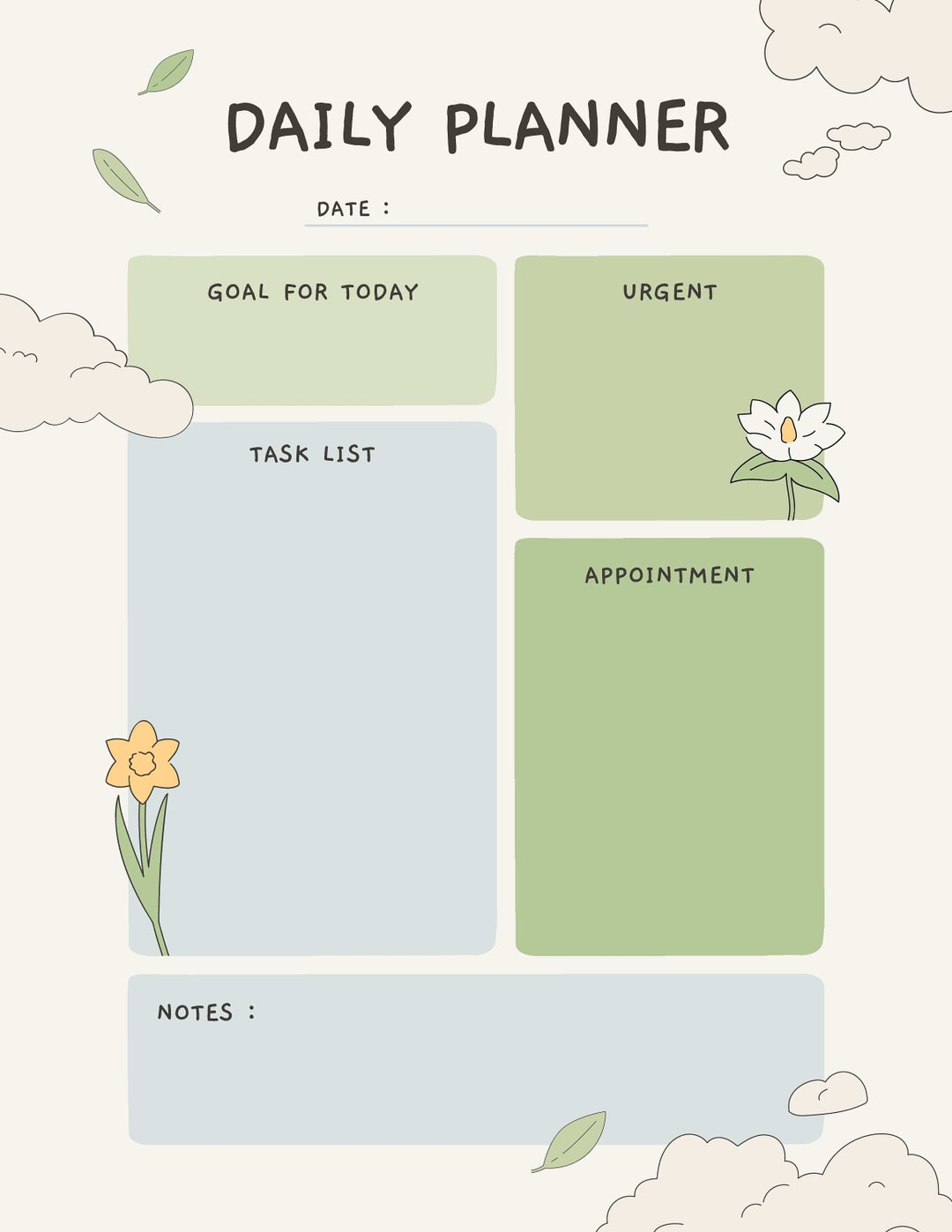 Daily Planner With Goals, Tasks, and Reminders (PDF or Printable) Ipad ...