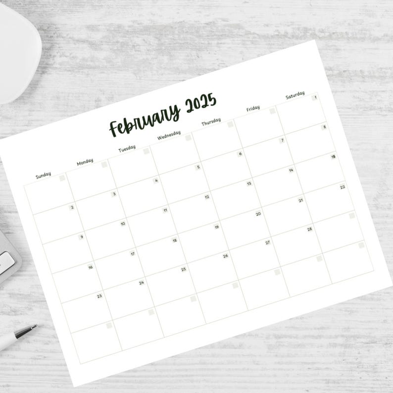 Blank Calendar 2025 Calendar 2025 Calender Monthly Calendar Printable