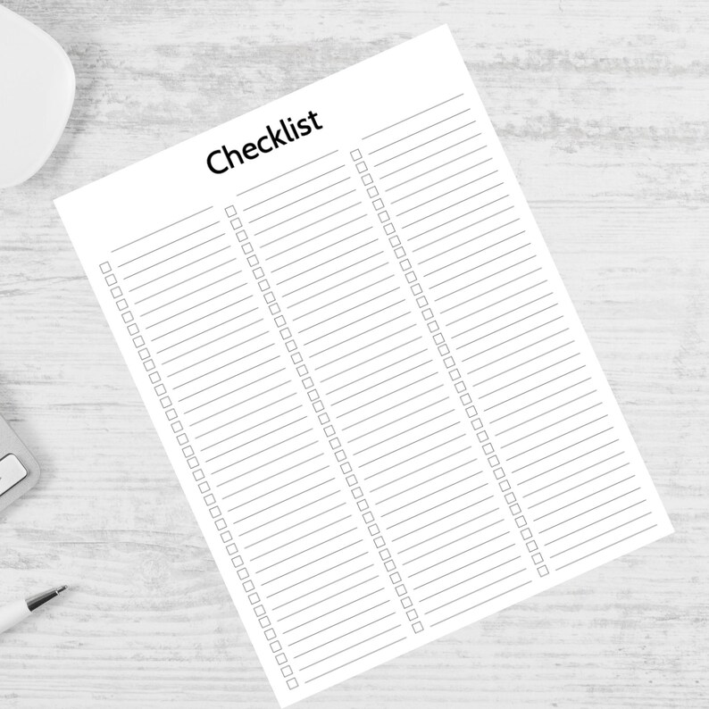 Simple Checklist | to Do List (PDF & Fillable PDF) - Etsy