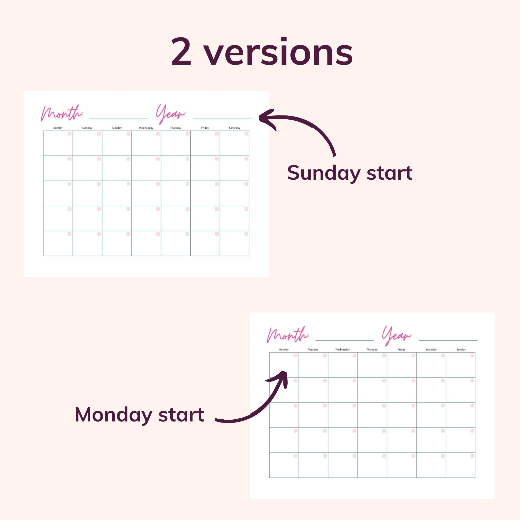 Blank Calender Blank Calendar Printable Downloadable Monthly Multi ...