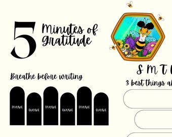 Bumble Bee Daily Gratitude Printable Journal Sheet for Kids