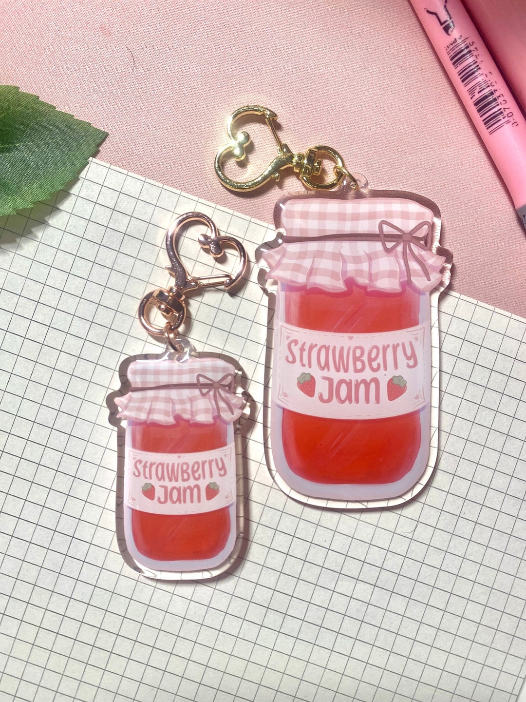 Strawberry Jam Keychain Stawberry Keychain Cottagecore Aesthetic ...