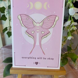 Cute Pink Moth Print | Motivational Art | Witchy Art | Witchcore ...