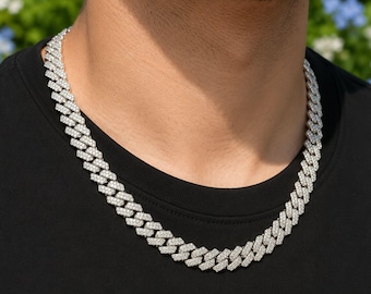 Lab Grown Diamond Cuban Link Chain: Iced Out 925 Silver Hip Hop